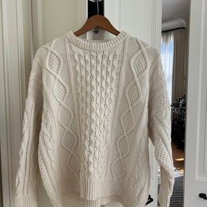 GAP Cream Cable Knit Crewneck Sweater